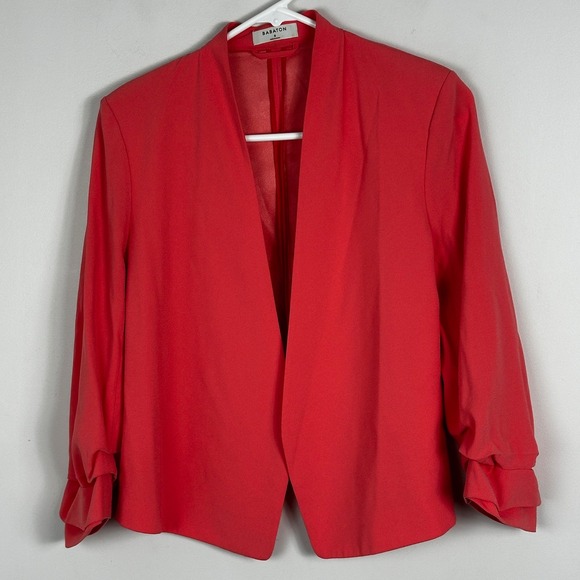 Aritzia Babaton Power Waist Blazer Jacket Coral Peach Sz 8 Style 68192 Cropped - Picture 2 of 16